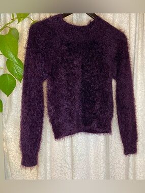 Forever 21 Fuzzy Crewneck Sweater in Plum